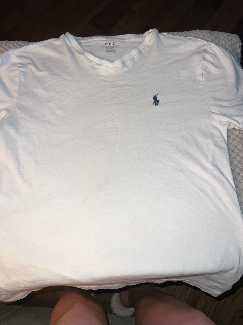 Polo by Ralph Lauren White V-Neck Tee with Navy Pony